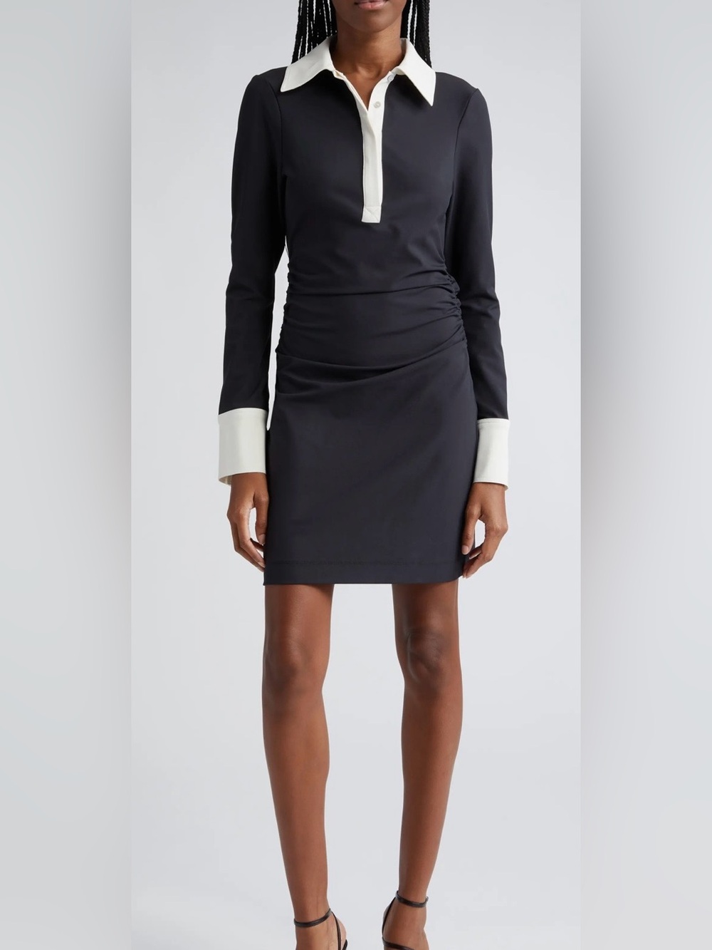 cinq a sept Elowin Black Dress with White Collar & Cuffs